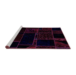Sideview of Machine Washable Patchwork Purple Transitional Area Rugs, wshabs2007pur