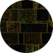 Round Patchwork Green Transitional Rug, abs2007grn