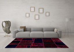 Machine Washable Patchwork Pink Transitional Rug in a Living Room, wshabs2007pnk