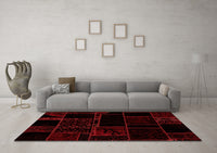 Machine Washable Patchwork Red Transitional Rug, wshabs2007red