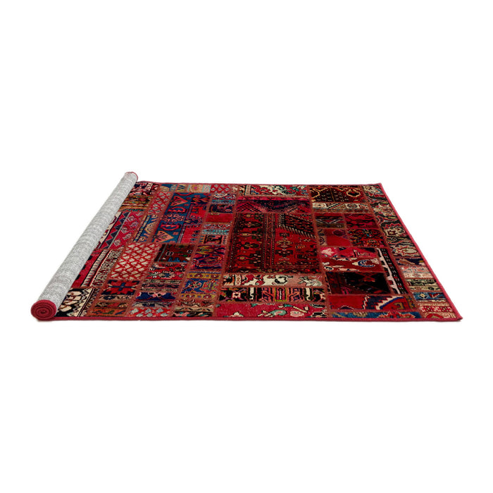Sideview of Machine Washable Abstract Cranberry Red Rug, wshabs2008