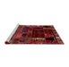 Sideview of Machine Washable Abstract Cranberry Red Rug, wshabs2008