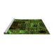 Sideview of Machine Washable Patchwork Green Transitional Area Rugs, wshabs2008grn
