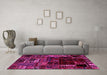 Machine Washable Patchwork Pink Transitional Rug in a Living Room, wshabs2008pnk