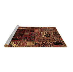 Sideview of Machine Washable Patchwork Brown Transitional Rug, wshabs2008brn