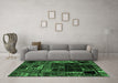 Machine Washable Patchwork Emerald Green Transitional Area Rugs in a Living Room,, wshabs2008emgrn