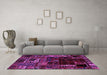 Machine Washable Patchwork Purple Transitional Area Rugs in a Living Room, wshabs2008pur