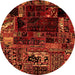 Round Machine Washable Patchwork Orange Transitional Area Rugs, wshabs2008org