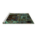 Sideview of Machine Washable Patchwork Turquoise Transitional Area Rugs, wshabs2008turq