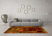 Machine Washable Patchwork Yellow Transitional Rug in a Living Room, wshabs2008yw