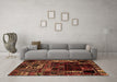 Machine Washable Patchwork Brown Transitional Rug in a Living Room,, wshabs2008brn