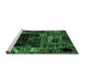 Sideview of Machine Washable Patchwork Emerald Green Transitional Area Rugs, wshabs2008emgrn