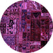 Round Patchwork Purple Transitional Rug, abs2008pur