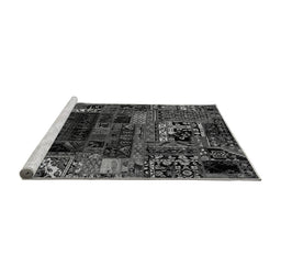 Sideview of Machine Washable Patchwork Gray Transitional Rug, wshabs2008gry