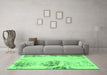 Machine Washable Abstract Emerald Green Modern Area Rugs in a Living Room,, wshabs2009emgrn