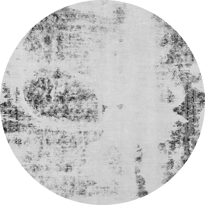 Round Machine Washable Abstract Gray Modern Rug, wshabs2009gry