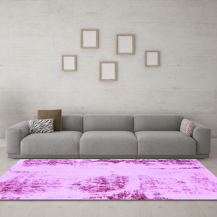 Machine Washable Abstract Purple Modern Area Rugs in a Living Room, wshabs2009pur