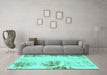 Machine Washable Abstract Turquoise Modern Area Rugs in a Living Room,, wshabs2009turq