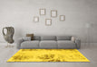 Machine Washable Abstract Yellow Modern Rug in a Living Room, wshabs2009yw