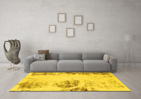 Machine Washable Abstract Yellow Modern Rug, wshabs2009yw