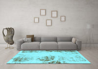 Machine Washable Abstract Light Blue Modern Rug, wshabs2009lblu