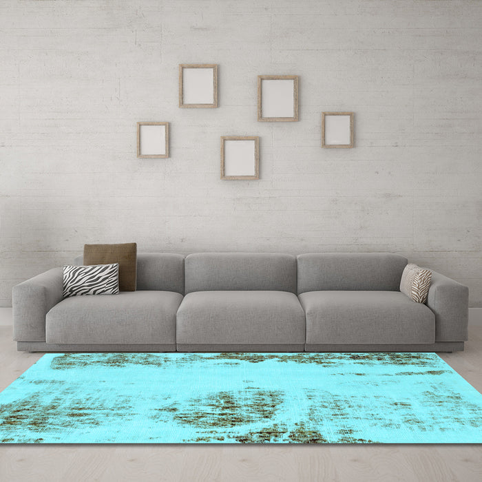 Machine Washable Abstract Light Blue Modern Rug in a Living Room, wshabs2009lblu