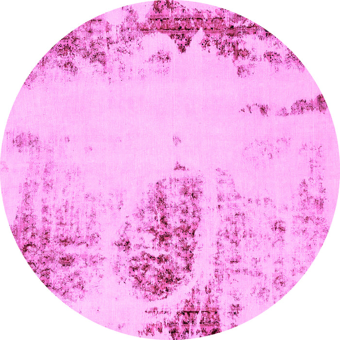 Round Abstract Pink Modern Rug, abs2009pnk