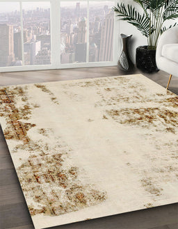 Machine Washable Abstract Vanilla Gold Rug in a Family Room, wshabs2009-1