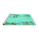 Sideview of Machine Washable Abstract Turquoise Modern Area Rugs, wshabs2009turq