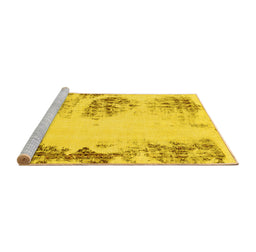 Sideview of Machine Washable Abstract Yellow Modern Rug, wshabs2009yw