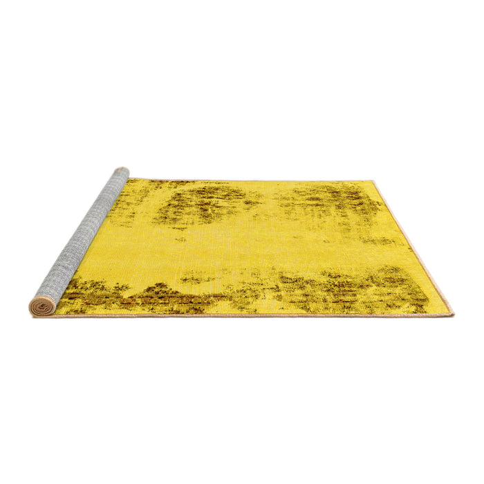 Sideview of Machine Washable Abstract Yellow Modern Rug, wshabs2009yw