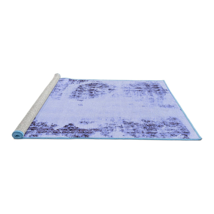 Sideview of Machine Washable Abstract Blue Modern Rug, wshabs2009blu