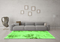 Machine Washable Abstract Green Modern Rug, wshabs2009grn