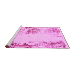 Sideview of Machine Washable Abstract Pink Modern Rug, wshabs2009pnk