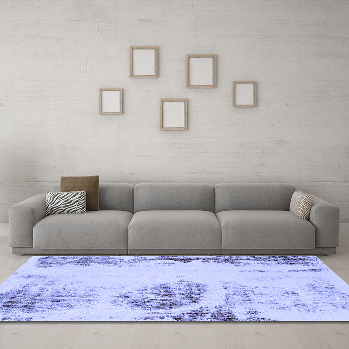 Machine Washable Abstract Blue Modern Rug in a Living Room, wshabs2009blu