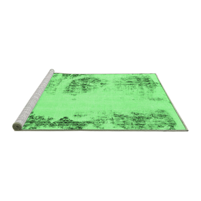Sideview of Machine Washable Abstract Emerald Green Modern Area Rugs, wshabs2009emgrn