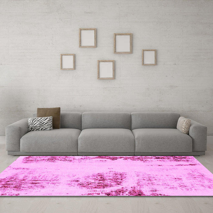 Machine Washable Abstract Pink Modern Rug in a Living Room, wshabs2009pnk