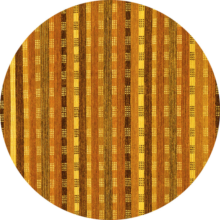 Round Machine Washable Abstract Yellow Modern Rug, wshabs200yw