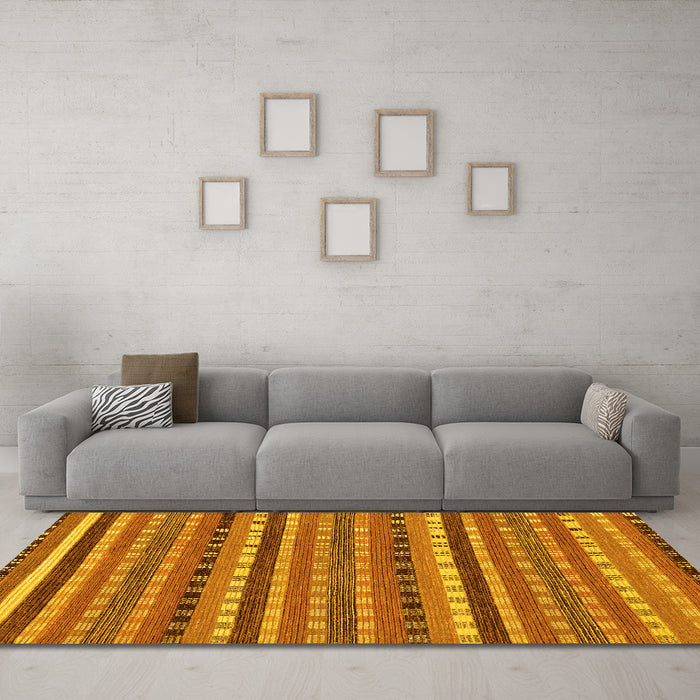 Machine Washable Abstract Yellow Modern Rug in a Living Room, wshabs200yw