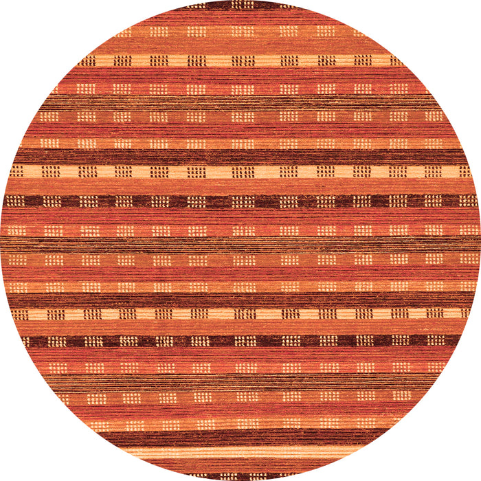 Round Machine Washable Abstract Orange Modern Area Rugs, wshabs200org