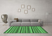 Machine Washable Abstract Emerald Green Modern Area Rugs in a Living Room,, wshabs200emgrn