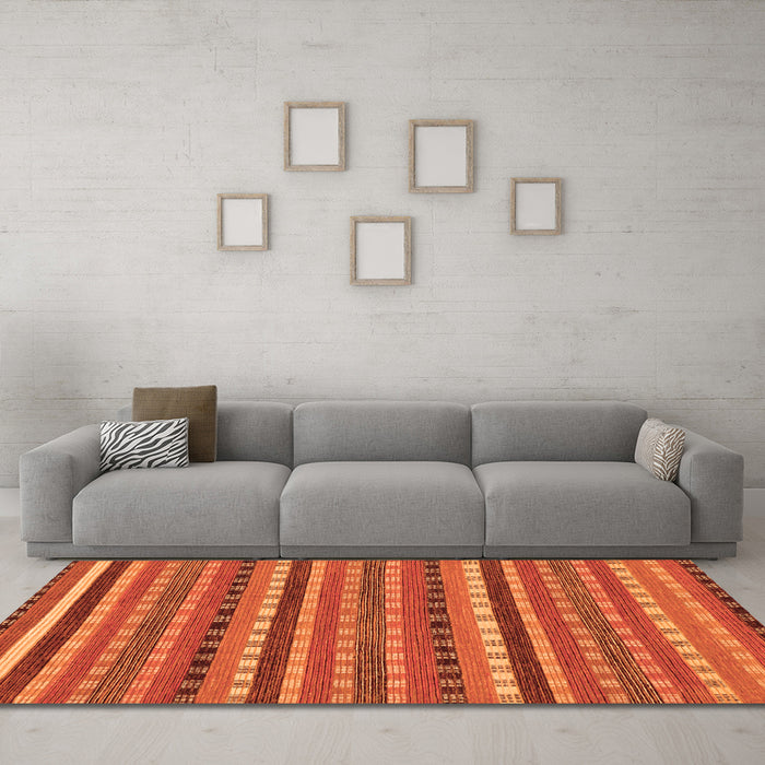 Machine Washable Abstract Orange Modern Area Rugs in a Living Room, wshabs200org