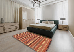 Abstract Red Modern Rug in a Bedroom, abs200