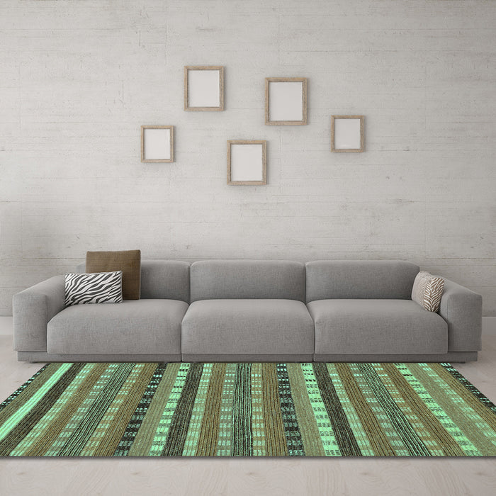Machine Washable Abstract Turquoise Modern Area Rugs in a Living Room,, wshabs200turq