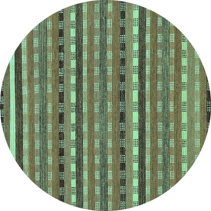 Round Machine Washable Abstract Turquoise Modern Area Rugs, wshabs200turq
