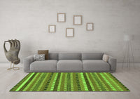 Machine Washable Abstract Green Modern Rug, wshabs200grn