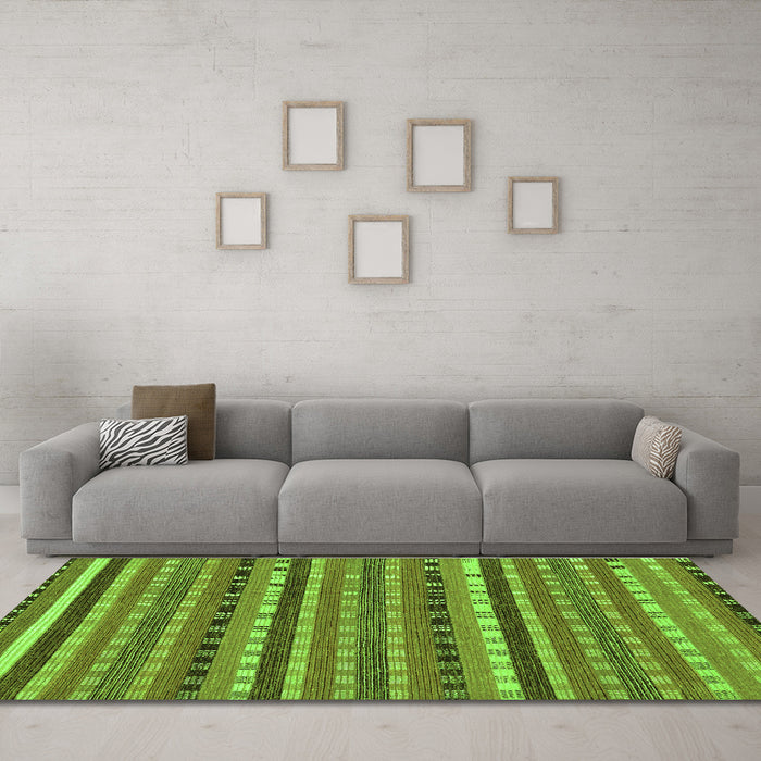 Machine Washable Abstract Green Modern Area Rugs in a Living Room,, wshabs200grn