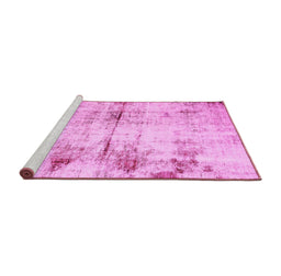 Sideview of Machine Washable Abstract Pink Modern Rug, wshabs2010pnk