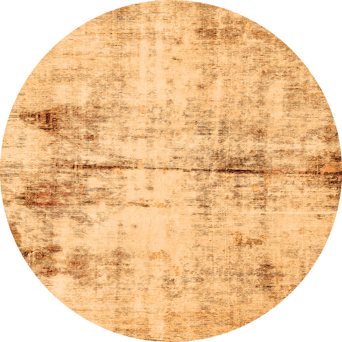 Round Machine Washable Abstract Orange Modern Area Rugs, wshabs2010org