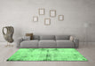 Machine Washable Abstract Emerald Green Modern Area Rugs in a Living Room,, wshabs2010emgrn